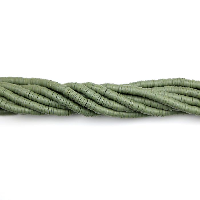6mm Polymer Clay Disk Beads - Olive