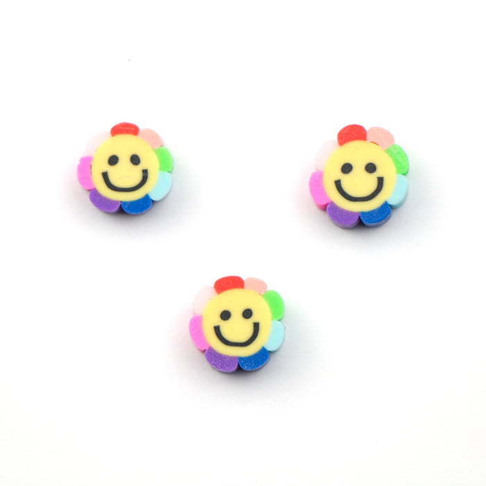 10mm Polymer Clay Smiley Flower Beads