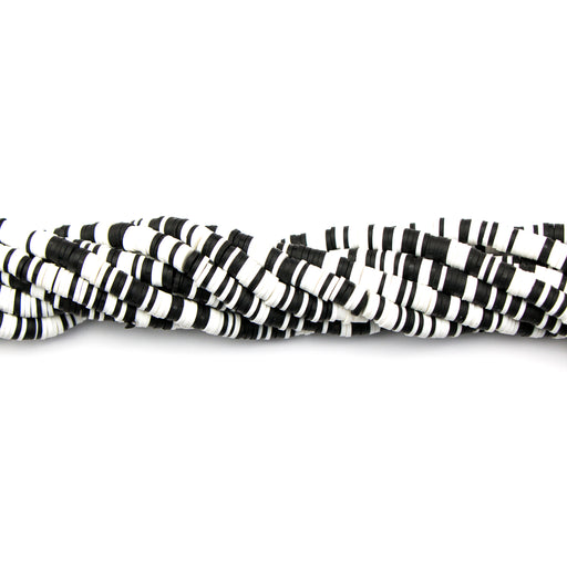 6mm Polymer Clay Disk Beads - Zebra Mix