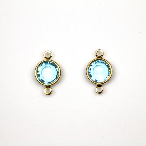 Preciosa 39SS (8mm) AQUAMARINE Crystal in 2-Ring Round Channel - Gold Plated