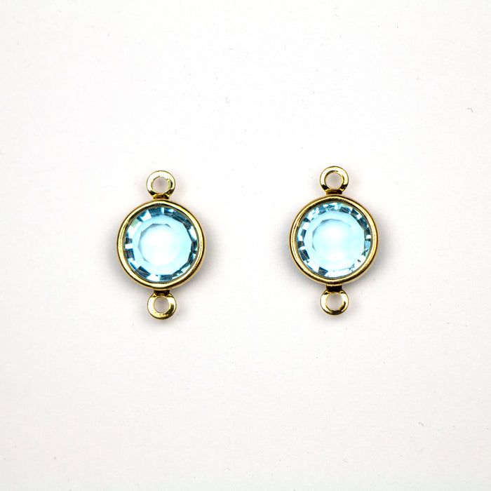 Preciosa 39SS (8mm) AQUAMARINE Crystal in 2-Ring Round Channel - Gold Plated