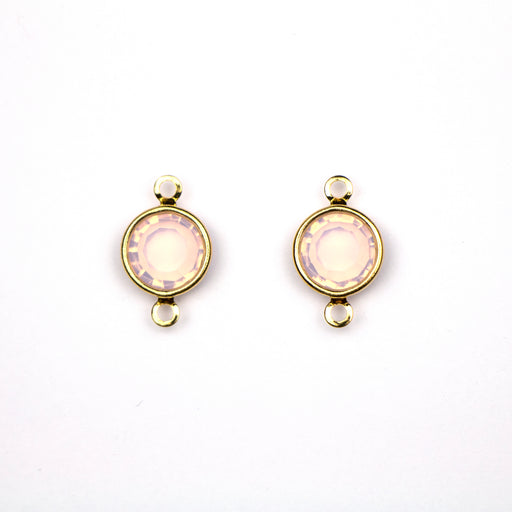 Preciosa 39SS (8mm) ROSE OPAL Crystal in 2-Ring Round Channel - Gold Plated