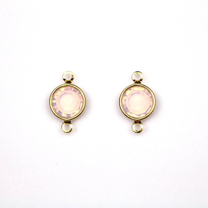 Preciosa 39SS (8mm) ROSE OPAL Crystal in 2-Ring Round Channel - Gold Plated