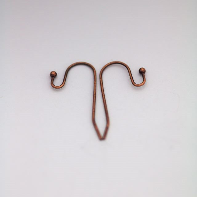 27mm Hook Ear Wire with 2mm Ball - Antique Copper