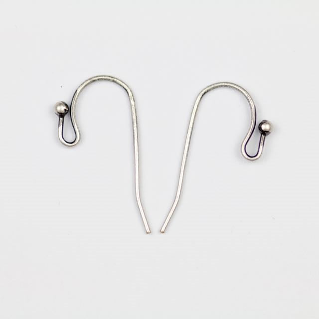 27mm Hook Ear Wire with 2mm Ball - Antique Silver