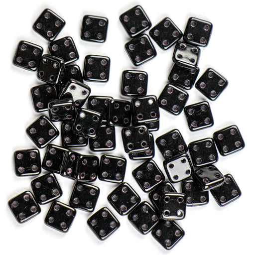 Four-Hole 6mm x 6mm QUADRATILE Bead - Jet