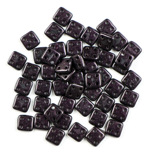 Four-Hole 6mm x 6mm QUADRATILE Bead - Suede Dark Plum