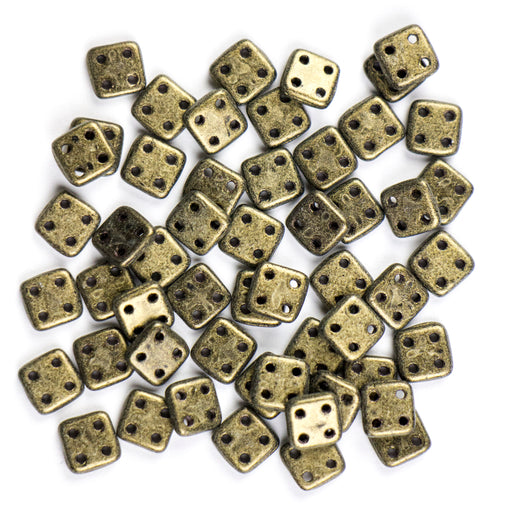 Four-Hole 6mm x 6mm QUADRATILE Bead - Suede Gold
