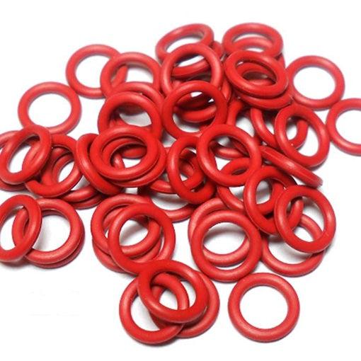 16swg (1.6mm) 1/4in. (6.7mm) ID 4.1AR  EPDM Rubber Jump Rings - Crimson