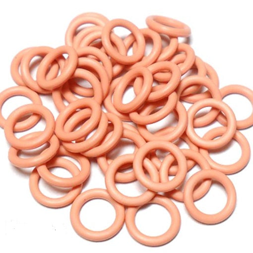 16swg (1.6mm) 1/4in. (6.7mm) ID 4.1AR  EPDM Rubber Jump Rings - Peach