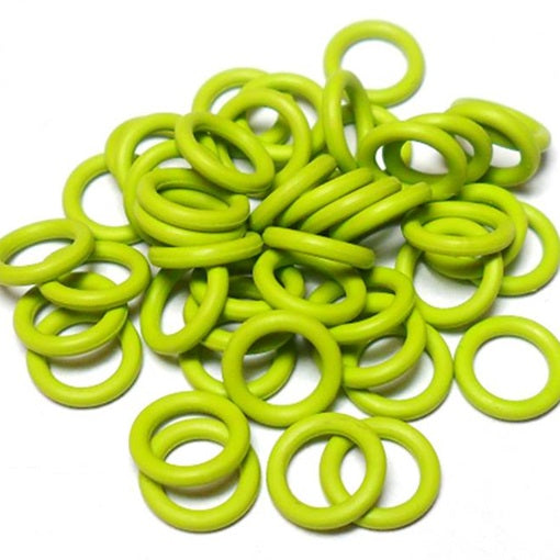 18swg (1.2mm) 3/16in. (5.0mm) ID 4.1AR  EPDM Rubber Jump Rings - Lime