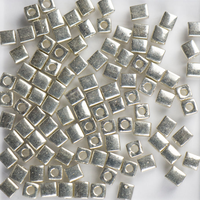 Miyuki 4.0mm CUBE Beads - Galavanized Silver