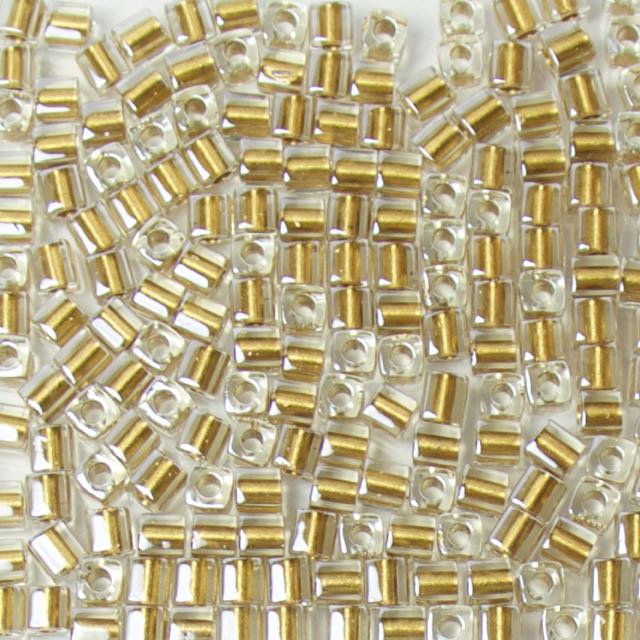 Miyuki 3.0mm CUBE Beads - Gold Lined Crystal