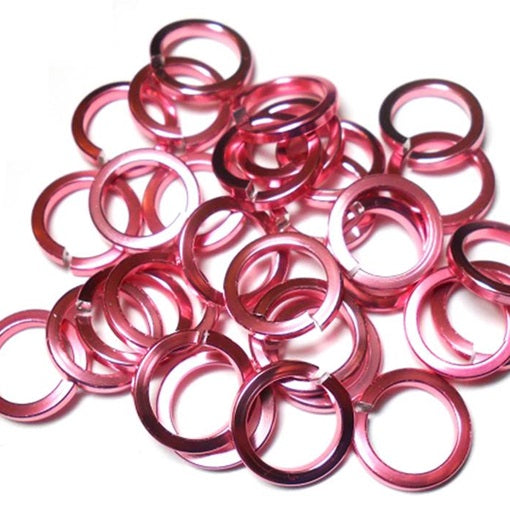 16swg (1.6mm) 1/4in. (6.6mm) ID Square Wire Anodized Aluminum Jump Rings - Hot Pink