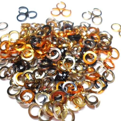 16swg (1.6mm) 3/8in. (10.0mm) ID Square Wire Anodized Aluminum Jump Rings - Animal Print Mix