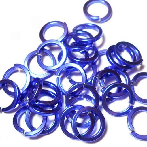 18swg (1.2mm) 3/16in. (5.0mm) ID Square Wire Anodized Aluminum Jump Rings - Purple