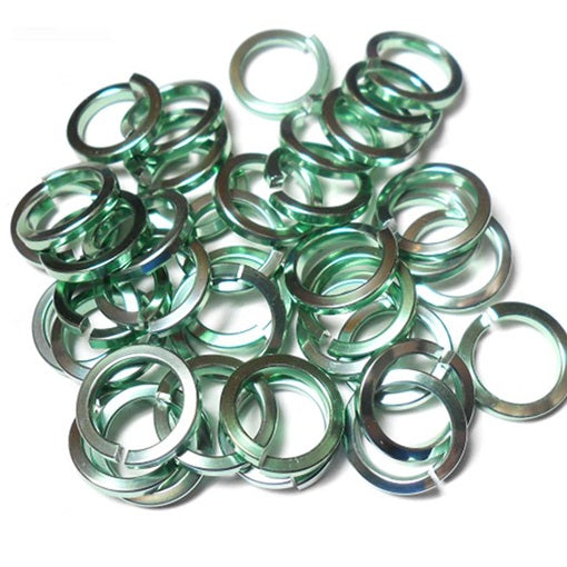 18swg (1.2mm) 3/16in. (5.0mm) ID Square Wire Anodized Aluminum Jump Rings - Seafoam