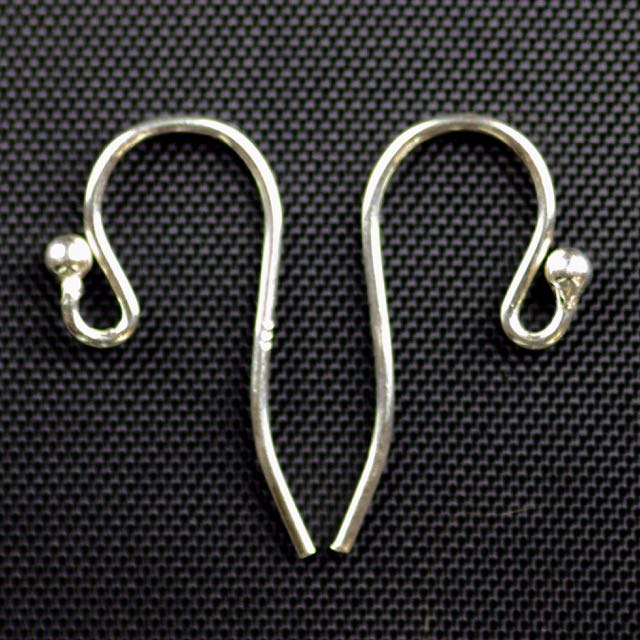 Sterling Silver - Ear Wire .028/.7mm/21 ga. Round Wire Loop w/2mm Ball