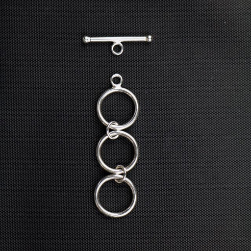Sterling Silver 12mm Toggle Clasp with 3 Ring Extender; 18mm Bar