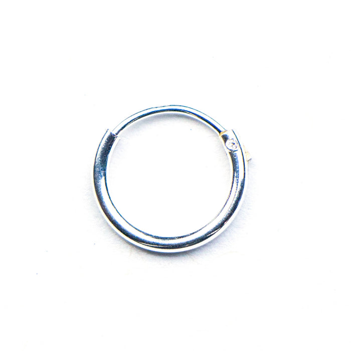 Sterling Silver Endless Tubular Hoop w/Hinged Wire - 1.25mm Tubing / 10mm OD