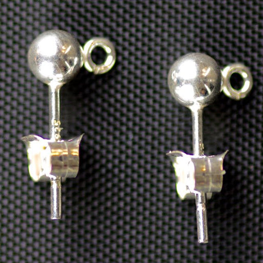 Sterling Silver 4mm Ball Post w/ Open Ring