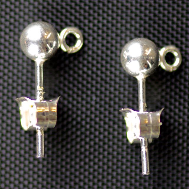 Sterling Silver 4mm Ball Post w/ Open Ring