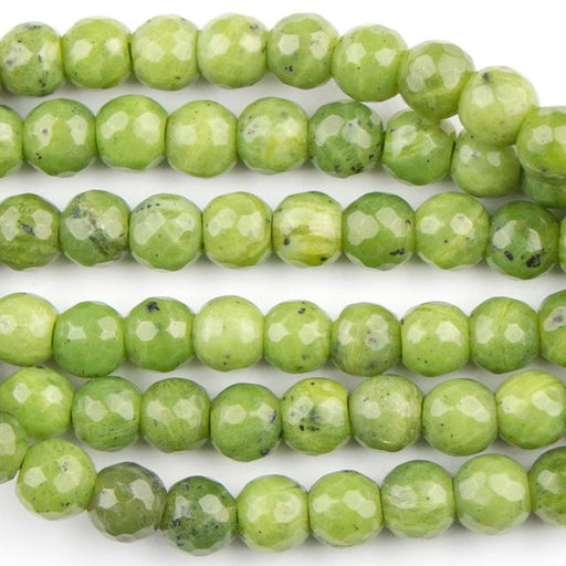 8mm Faceted Round Large Hole (2.5mm) Jade - 8 inch Strand