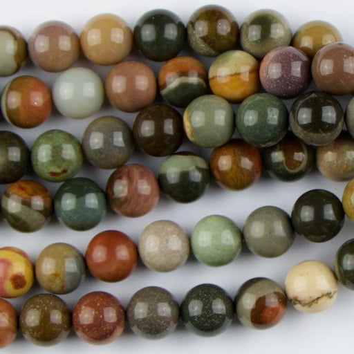 10mm Round POLYCHROME JASPER - 8 inch Round