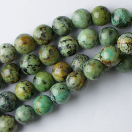 10mm Round Large Hole AFRICAN TURQUOISE - 8 inch Strand