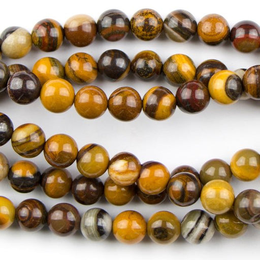 6mm Round IRON ZEBRA JASPER - 8 inch Strand