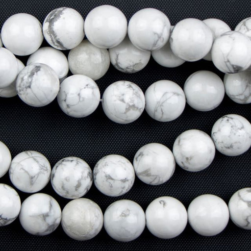 10mm Round WHITE HOWLITE - 8 inch Strand