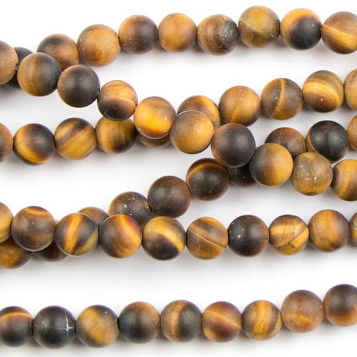 6mm Round Matte TIGER EYE - 15-16 inch Strand