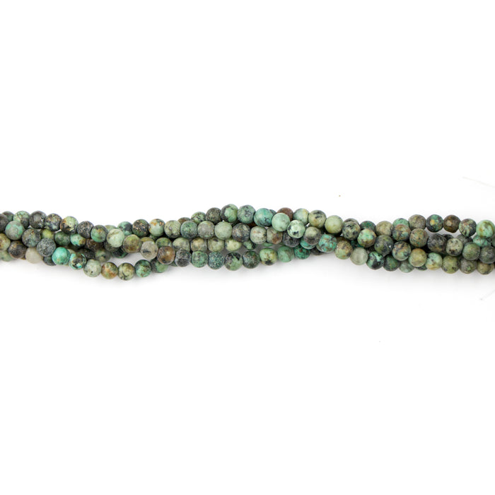 4mm Round Matte AFRICAN TURQUOISE - 8 inch Strand