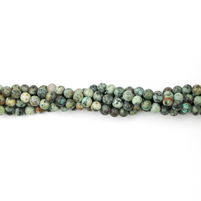 6mm Round Matte AFRICAN TURQUOISE - 8 inch Strand