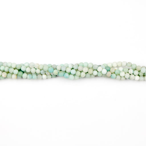 4mm Round Matte AMAZONITE  - 8 inch Strand