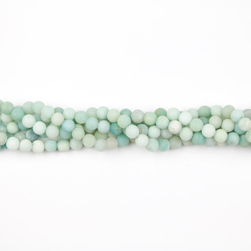 6mm Round Matte AMAZONITE  - 8 inch Strand