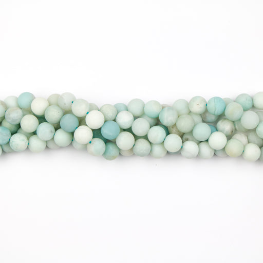 8mm Round Matte AMAZONITE  - 8 inch Strand