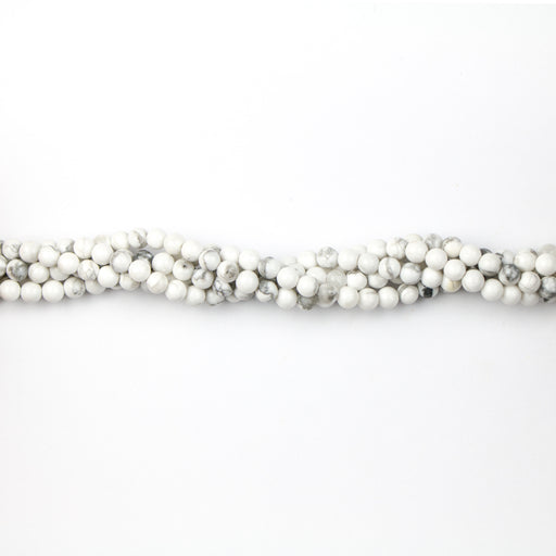 4mm Round WHITE HOWLITE - 8 inch Strand