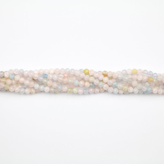 2mm Faceted Round MORGANITE - 15-16 inch Strand