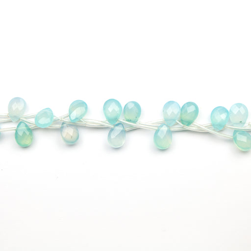 12x9mm Tear Drop SEA BLUE CHALCEDONY - 8 inch Strand