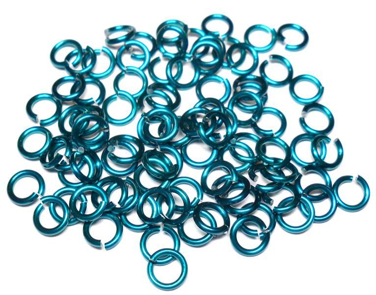 20awg (0.8mm) 1/8in. (3.4mm) ID 4.3 AR Anodized Aluminum Jump Rings - Teal