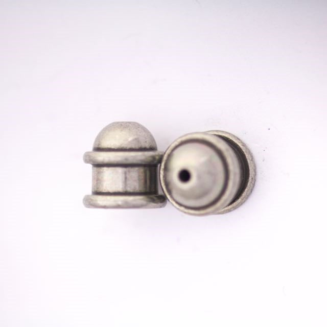 Brass Capitol Cord End Cap (H:10.0mm; OD:9.7mm; ID:6.0mm; Hole ID: 1.5mm) - Oxidized Tin Plate