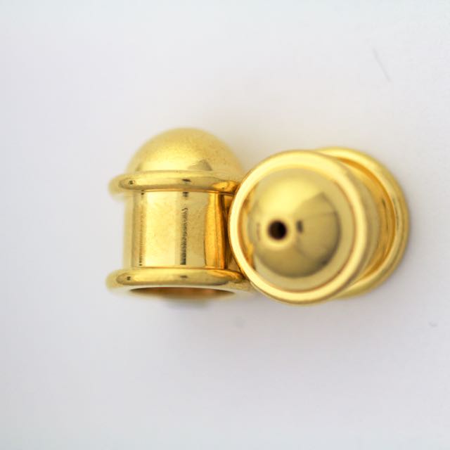 Brass Capitol Cord End Cap (H:12.6mm; OD:11.7mm; ID:8.0mm; Hole ID:1.5mm) - Gold Plate