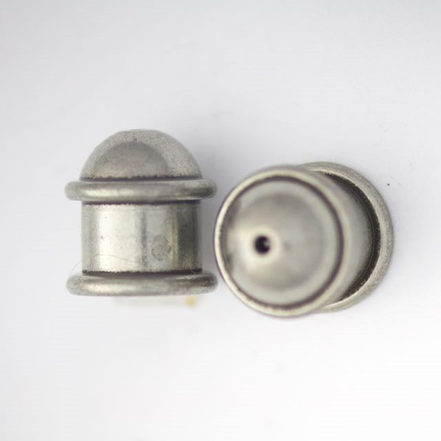 Brass Capitol Cord End Cap (H:12.6mm; OD:11.7mm; ID:8.0mm; Hole ID:1.5mm) - Oxidized Tin Plate