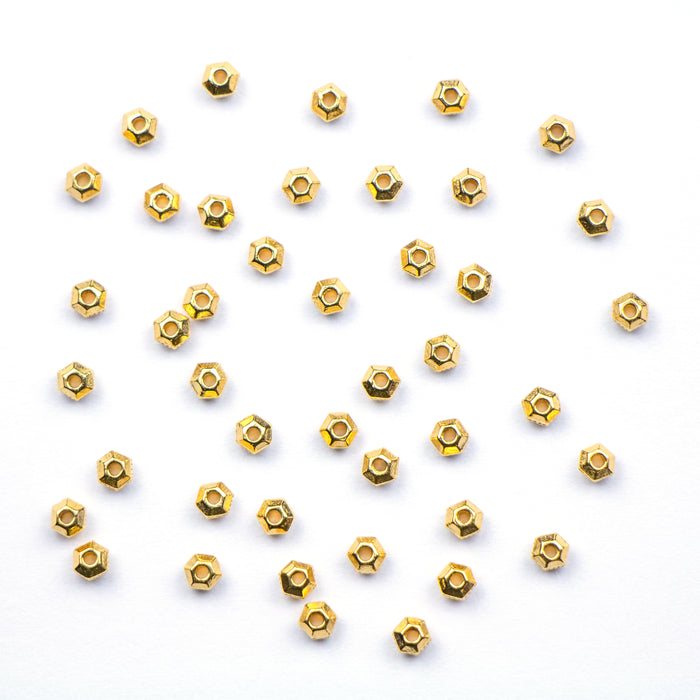 3mm Faceted Spacer Bead (1.0mm ID) - Gold Plate