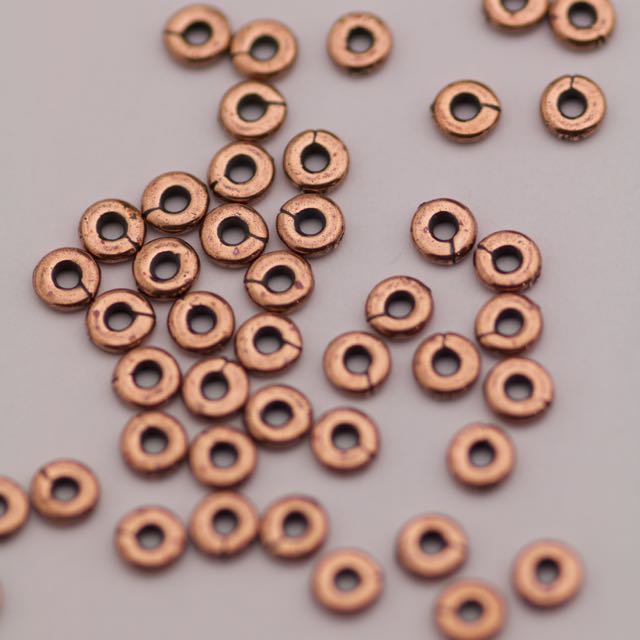 5mm KENYAN HEISHA Beads (1mm ID) - Antique Copper Plate