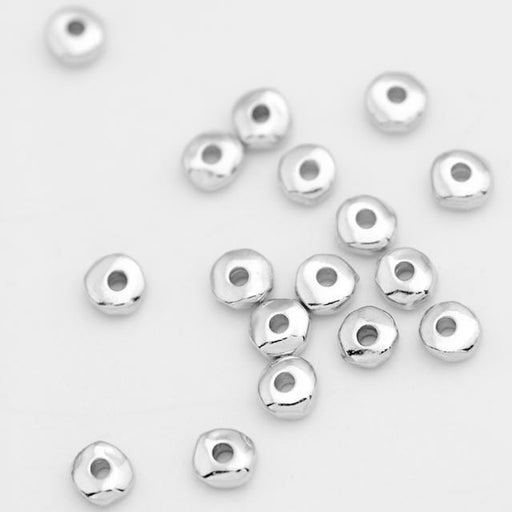 5mm NUGGET HEISHA Beads (1.25mm ID) - Rhodium Plate