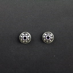 7mm Dotted Spacer Bead - Antique Silver Plate