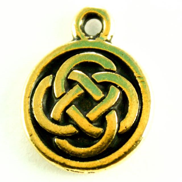 Celtic Round Charm - Antique Gold Plate