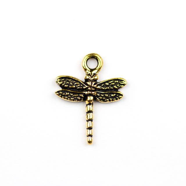 Dragonfly Charm - Antique Gold Plate